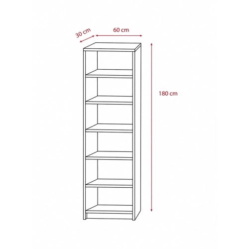 Regał na Książki 60 cm | 6 Półek | REG60 Biały - Regulacja Półek